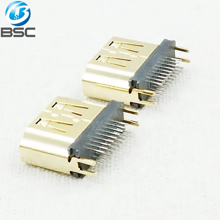 19P Straddle PCB Type A High Definition Multimedia Interface Connector for PCB 1.6mm Thickness with SPCC Shell Gold Plated
