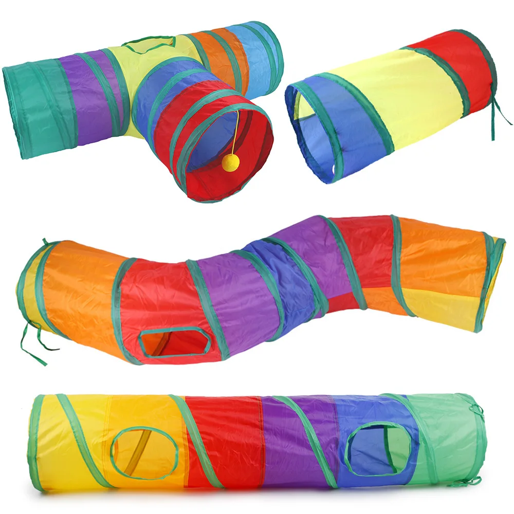 Cat Tunnel pet Tube Collapsible Play Toy Indoor Outdoor Toys for Puzzle Exercising Hiding Training and Running with Fun Ball