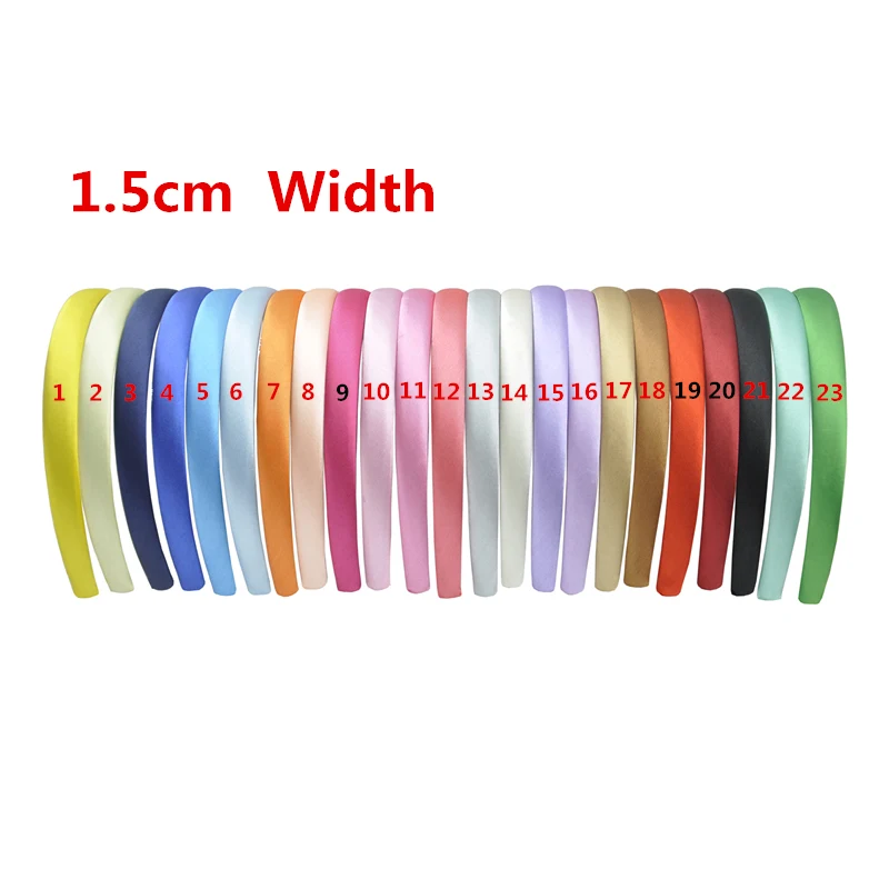 50pcs 15mm 24 Colors Satin Fabric Covered Resin Hairband Children Adult Fabric Wrapped Headband Kids Headwear Hair Accessories