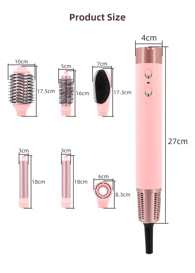 Wholesale Hot Air Brush 1400W Multifunctional 6 IN 1 Interchangeable Hair Dyer Brush Set Volumizer Styler Hot Air Brush
