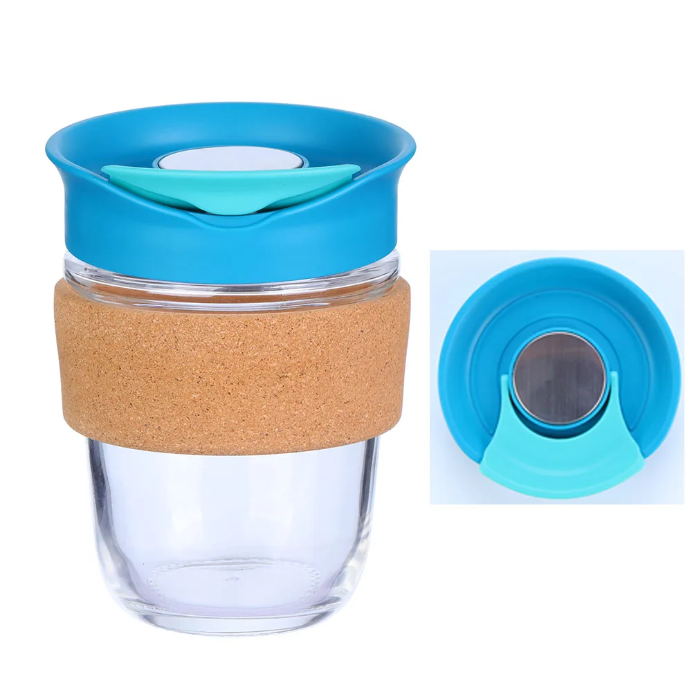 
Stocked 12oz glass coffee sets coffee tea cups with lid 