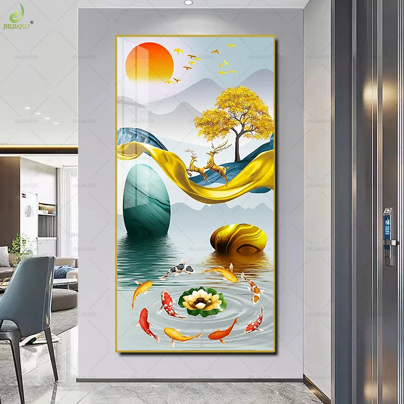 Light Luxury Porch Decorative Painting Vertical Version Modern Minimalist Abstract Painting Living Room Nordic Animal Painting