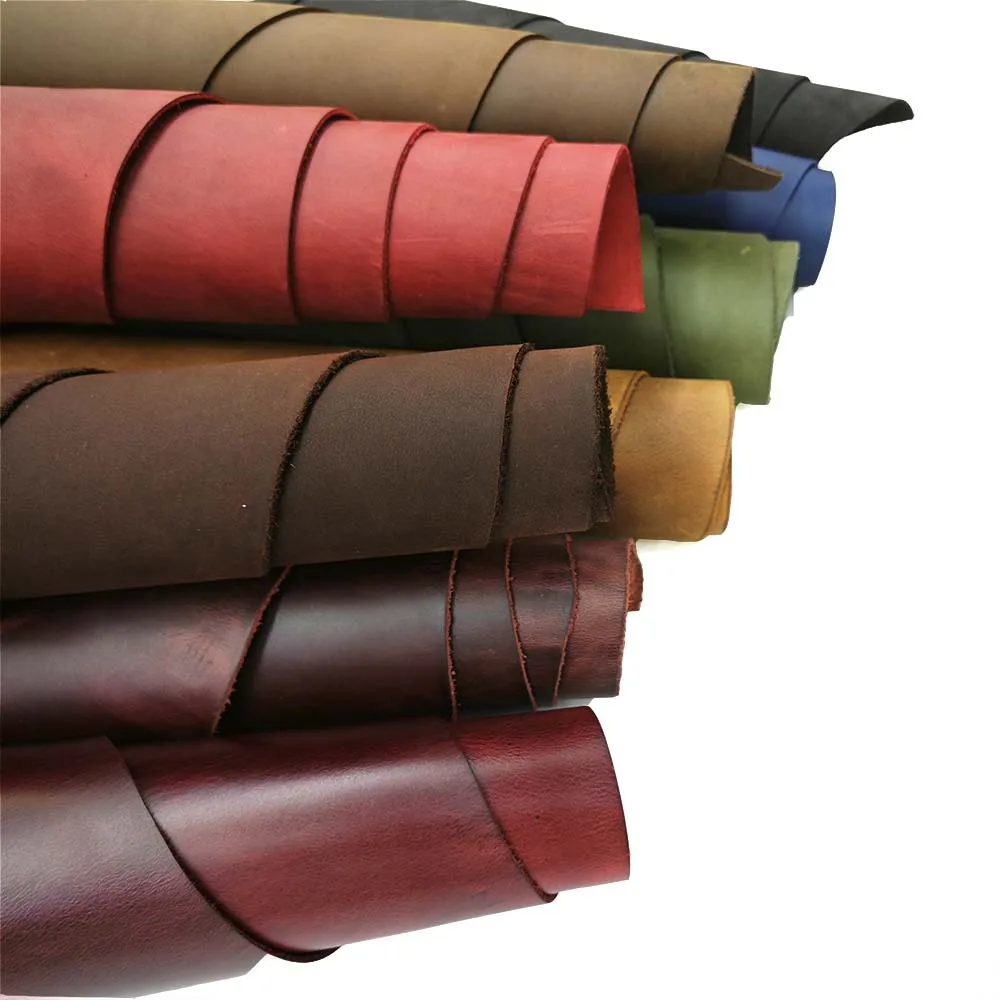 Vintage Oil Wax Crazy Horse Genuine Cowhide Leather For Keychain Wallet