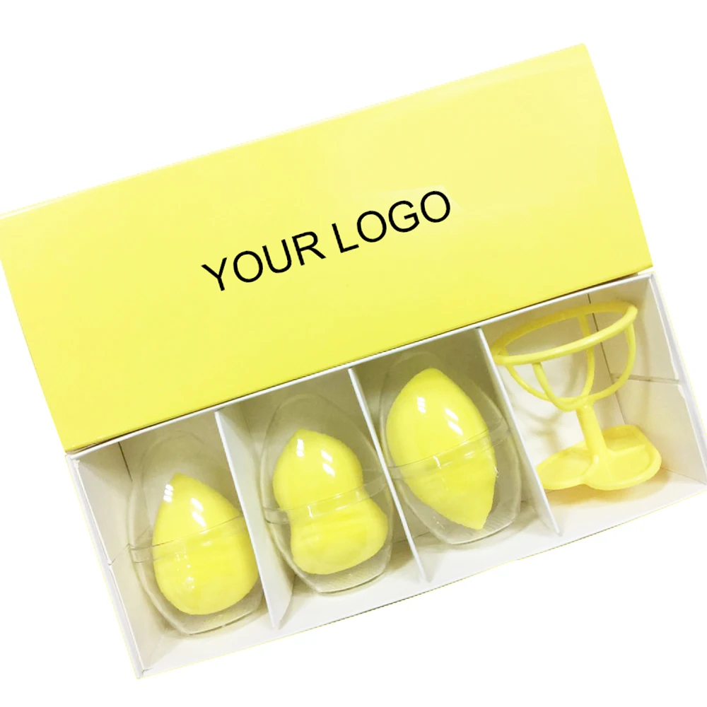 
ODM OEM Latex Free Multi Color 4pcs/set 40*60mm Face Cosmetic Beauty Makeup Sponge Blender With packaging box 