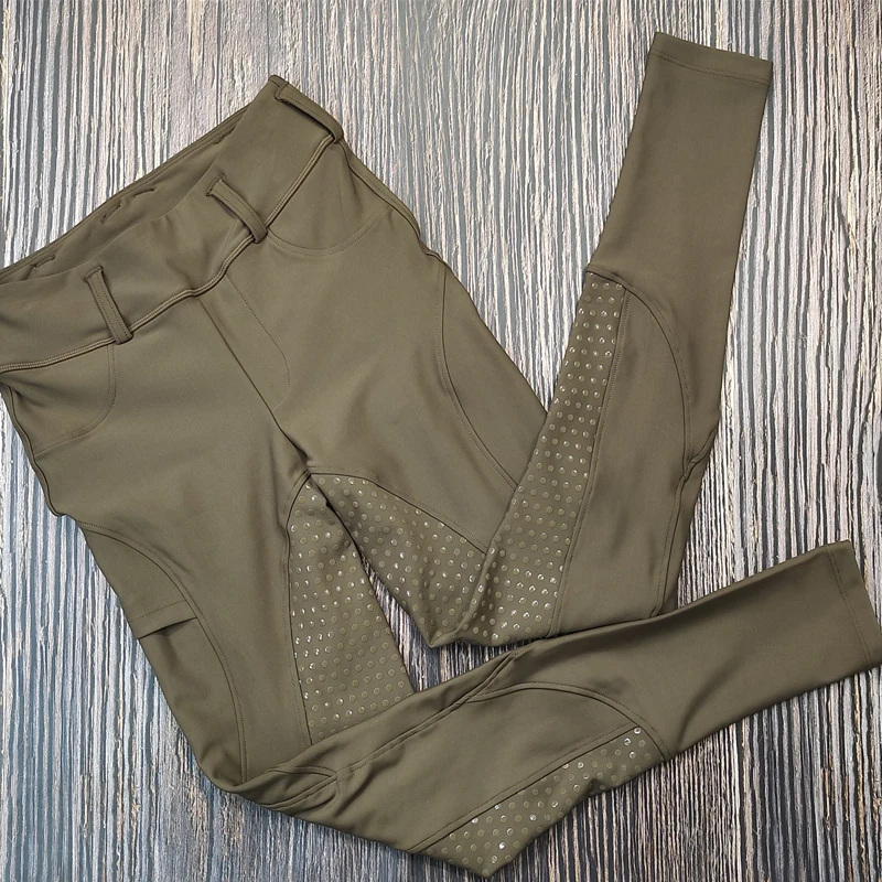 Modern Style Female Breeches Equestrian Silicone Legging Riding Tights Pants Horse Equestrian Jodhpur Khaki S
