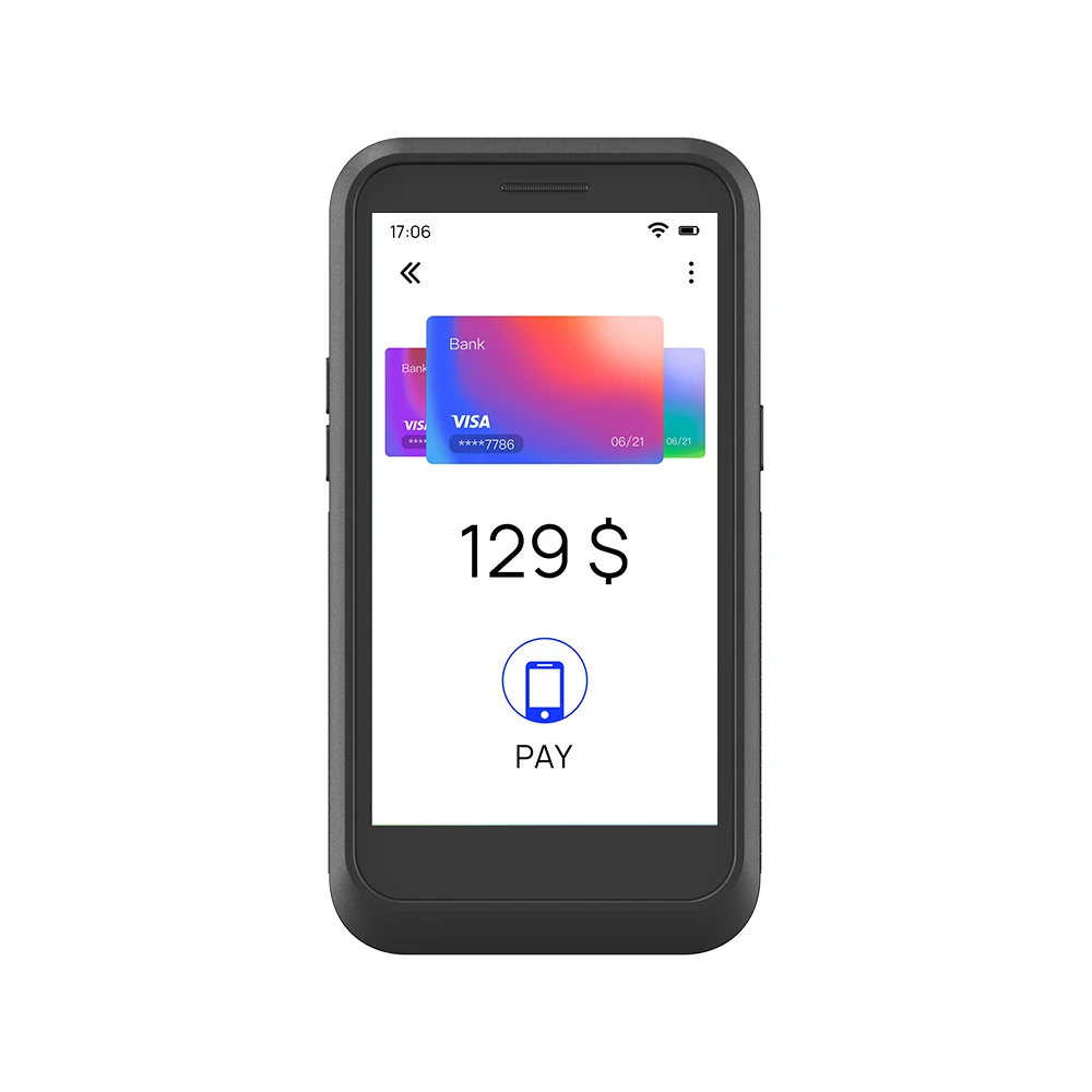 Handheld pos smartphone android 5.5 inch smart screens android nfc 4G LTE mobile phone with charging station ODM nfc pos phone