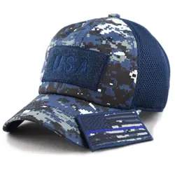 Tactical Embroidery Patch Trucker Cap Operator with USA Flag Camouflage Hoop Loop Closure Mesh Baseball Cap