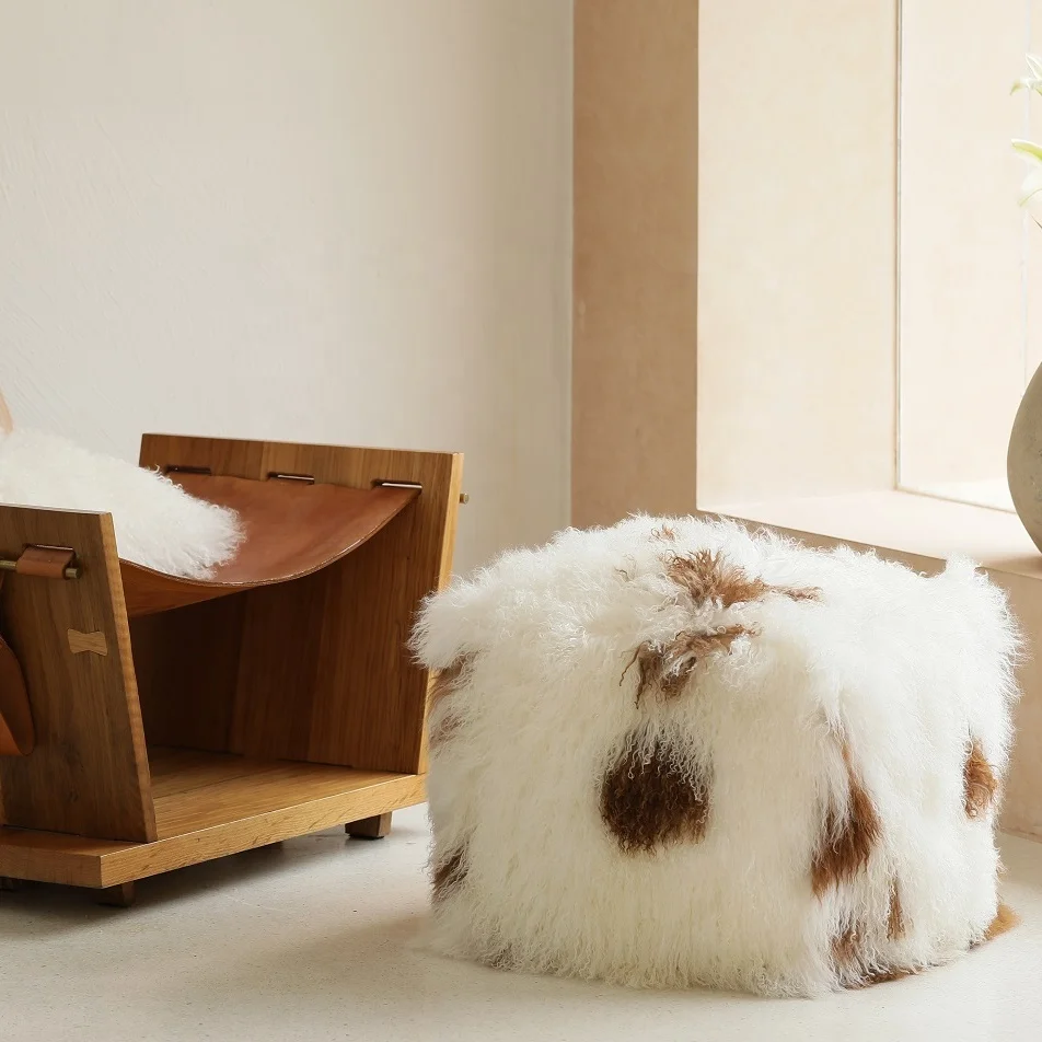 High Quality Patchwork Natural Color AW Fashion Mongolian Lamb Fur Bag
