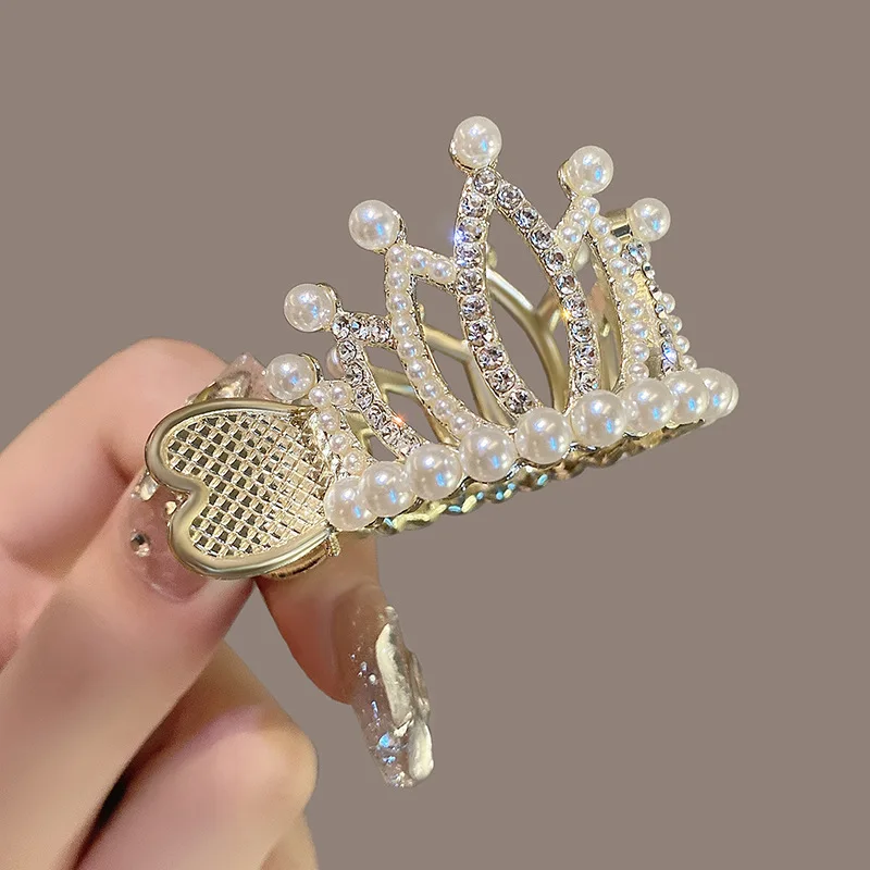 wholesale trendy colorful various flower crown glass jade sparkling gleaming Hair claw clamp hairpin shark clip women ladies