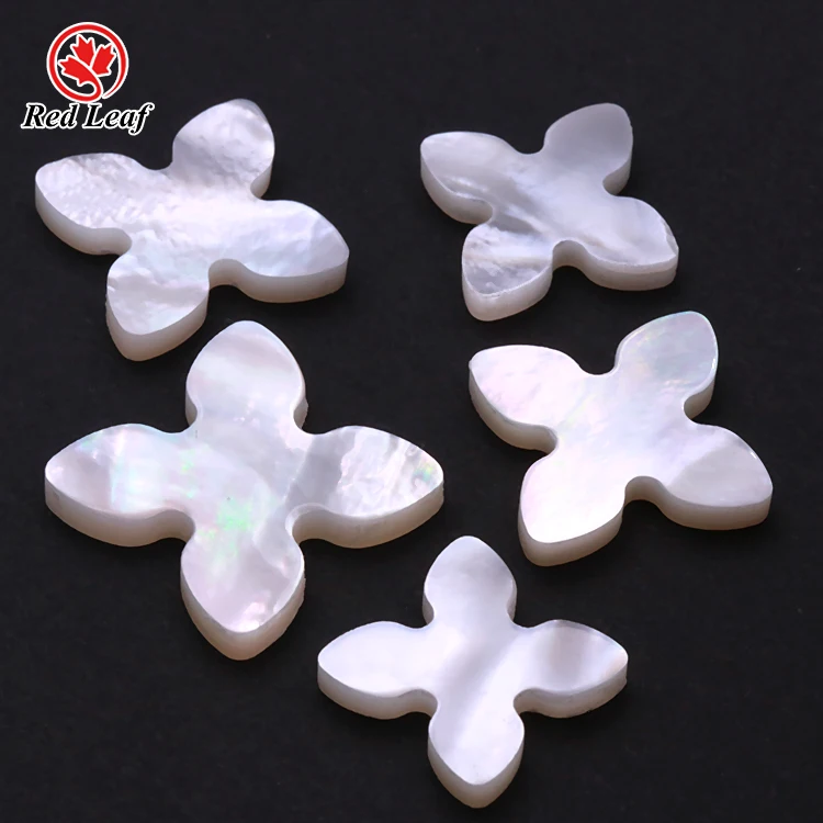 Redleaf jewelry 10*10mm natural four leaf clover mother for Jewellery making natural pearl shell