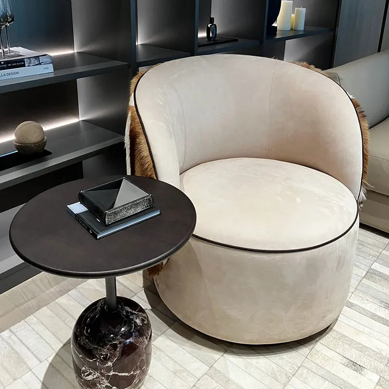 Luxury Italy High End Villa Armchair Modern Design Swivel Sofa Chairs Living Room Accent Leisure Chair