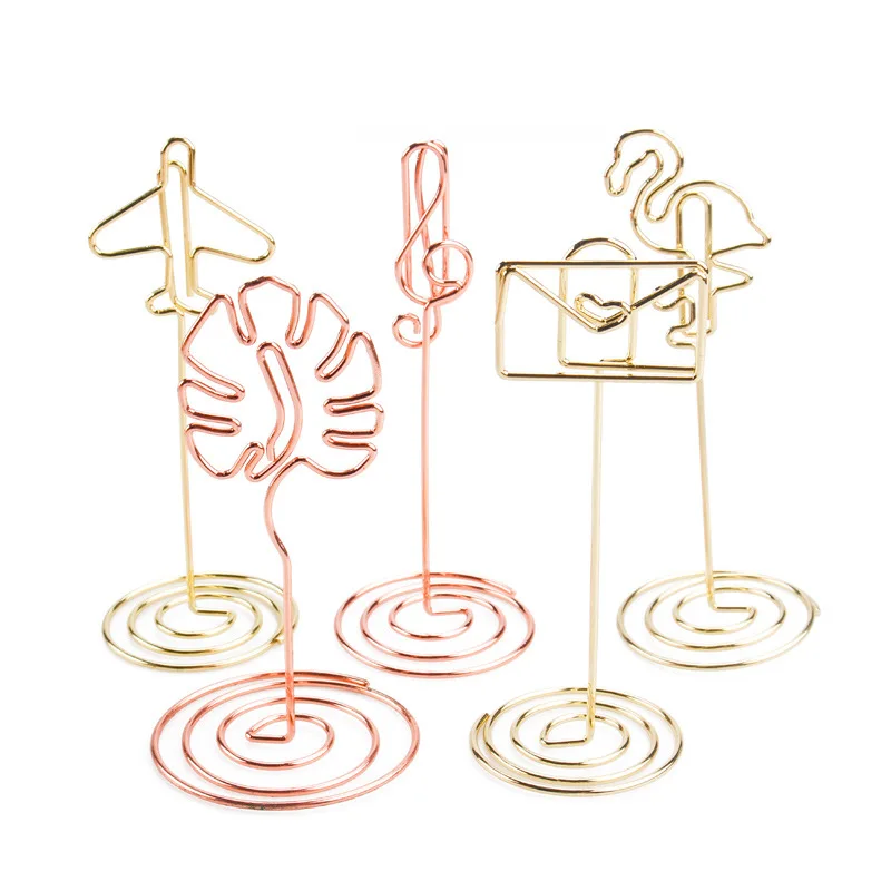 Custom Metal Rose Gold Airplane Table Number Stand Place Card Holders Wire Metal Memo Clip Photo Picture Note Name Menu Holder