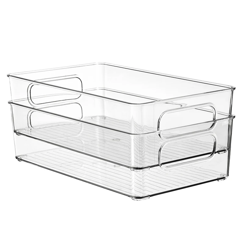 Refrigerator Organizer Bin Clear Stackable Beverage Holder Kitchen Fridge Pantry Cola Soda Can Display Rack Containers Organizer