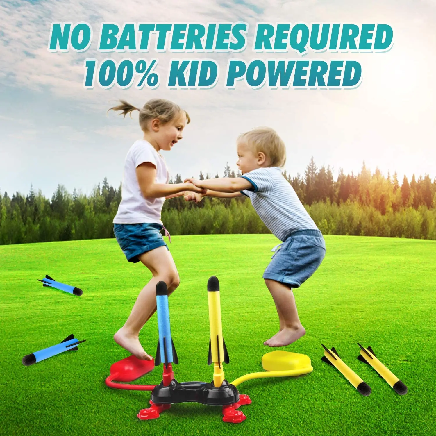 
Dueling Kids Rocket Launcher Kids Toys with 6 Foam Rockets 