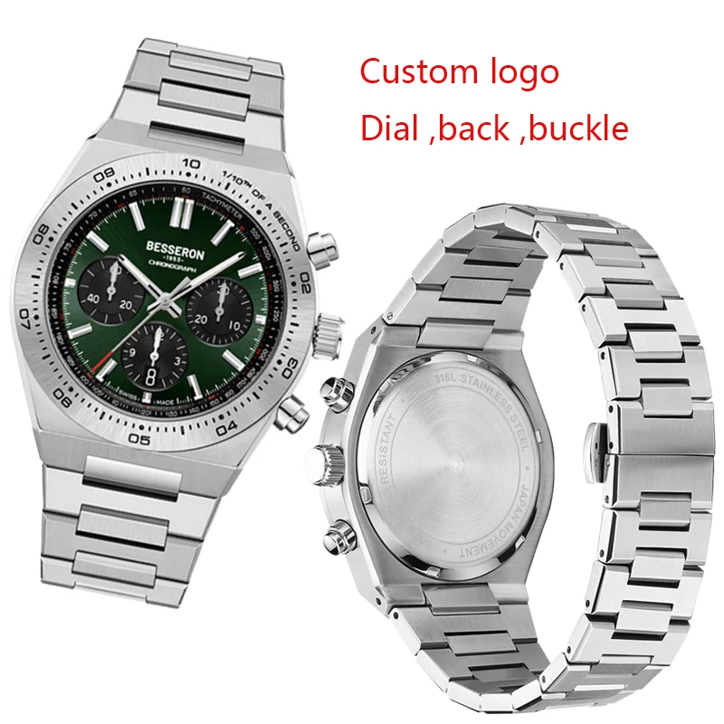 Besseron High quality 316L stainless steel japan movement various color Festival gift  Multifunctional Men watch