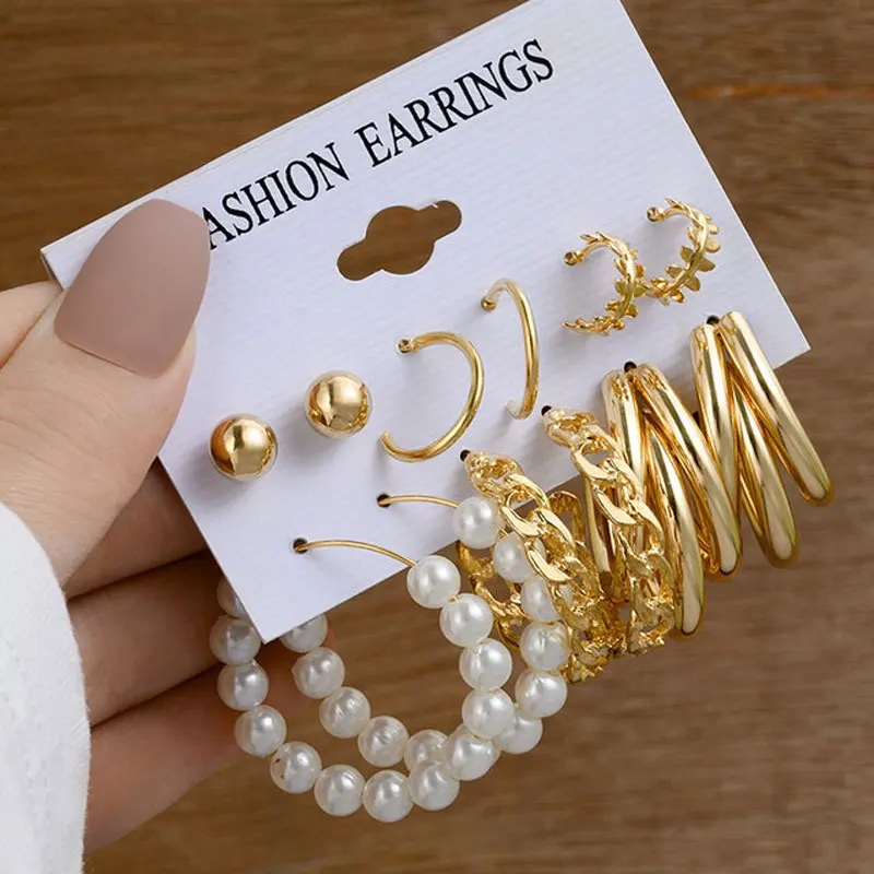 Новейшие модные золотые серьги jhumka с круглым кольцом набор серег-гвоздиков для оптовой продажи завода NS8037193