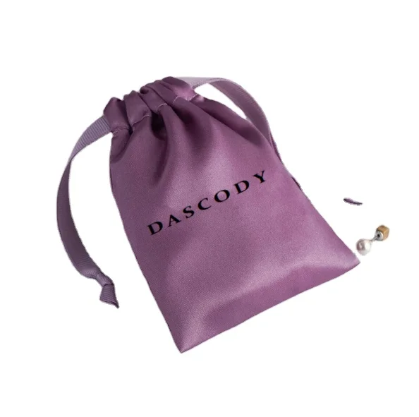 100pcs purple satin drawstring bags custom dust bags Jewelry package pouch personalized your logo printed