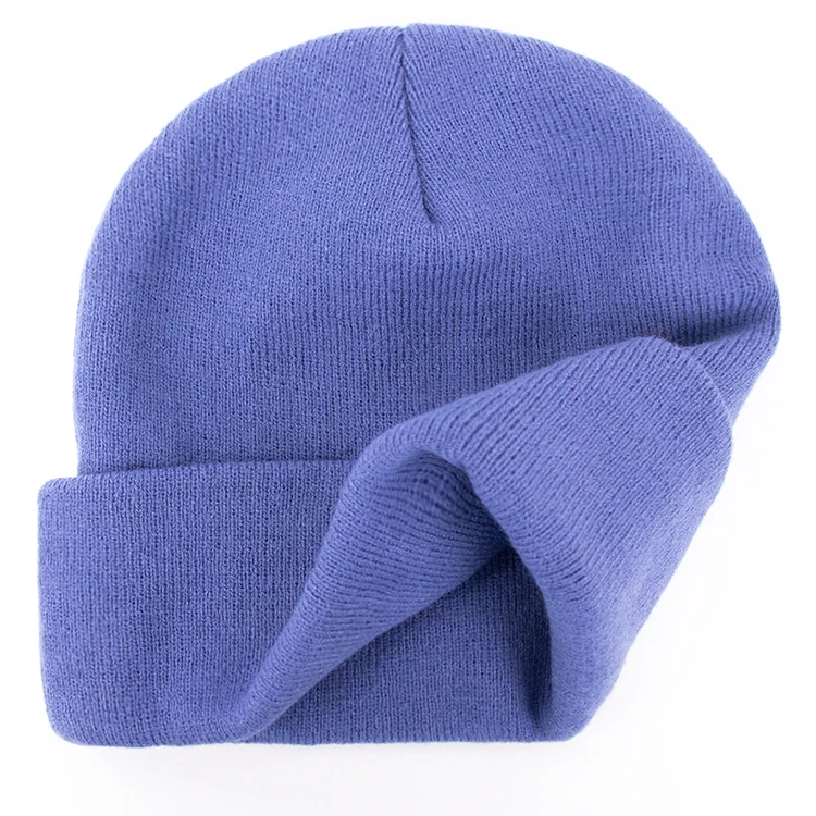 Hengxing wholesale Acrylic cuff beanie woven label Ski Custom Knit Skull Beanie hat