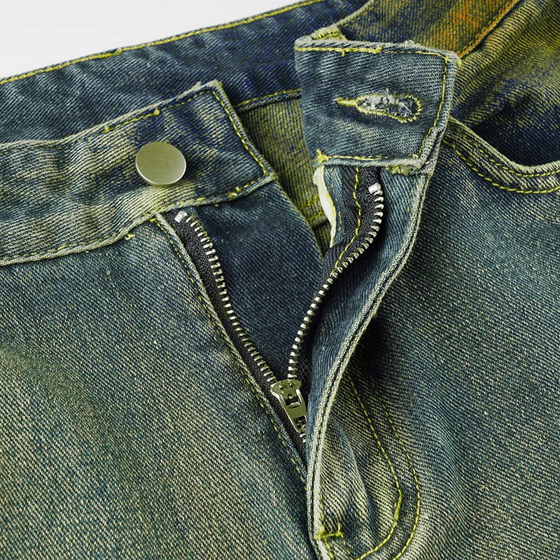 New Trendy Women Jeans Big Pocket Workout Denim Overalls Straight Leg Pants Ladies Casual Tie Dye Denim Cargo Jeans Pants Women