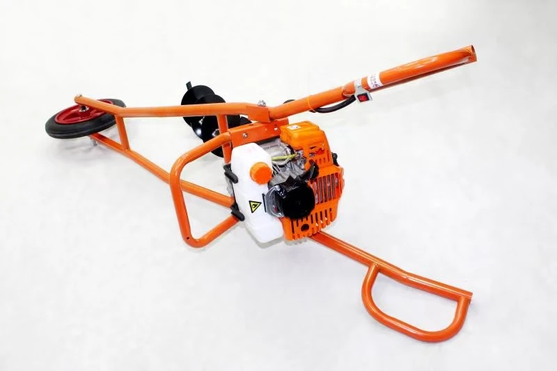 earth auger 72cc with Trolley Type Single Wheel with 8 inch Drill Garden Tool Kit