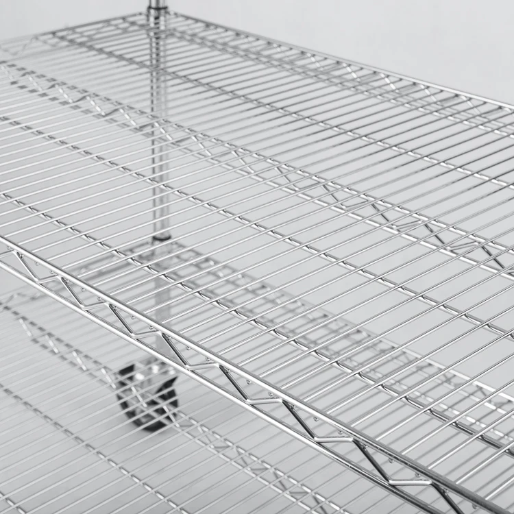 Kitchen Rack Restaurant Storage Rack Chrome Plated Wire Shelving with Wheels