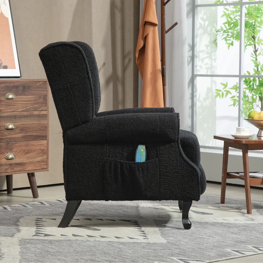 Акцент стул черный Sherpa для гостиной Chaise Lounge Chai