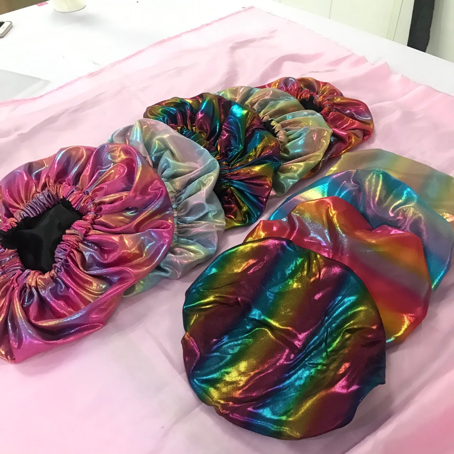 Free Sample Double Layer Reversible mommy and me bonnets Designers Satin bonnets and satin hair wraps Bonnet with Logo