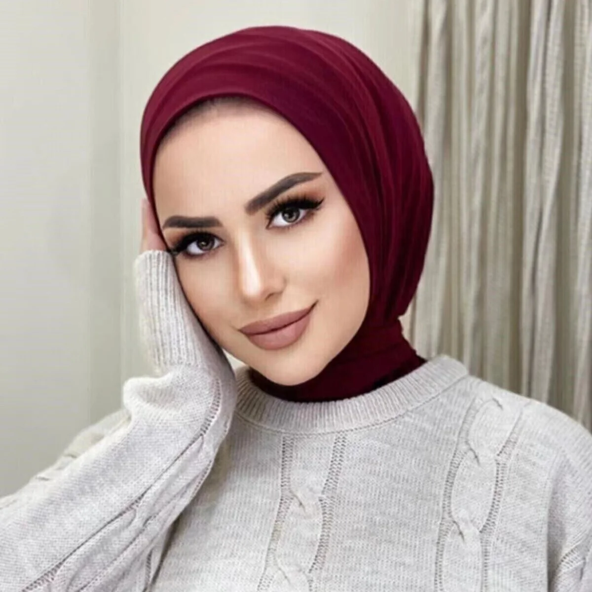 Готовый хиджаб с застежкой-молнией дышащий мусульманский головной платок шали на шею Женский тюрбан шапка мусульманская