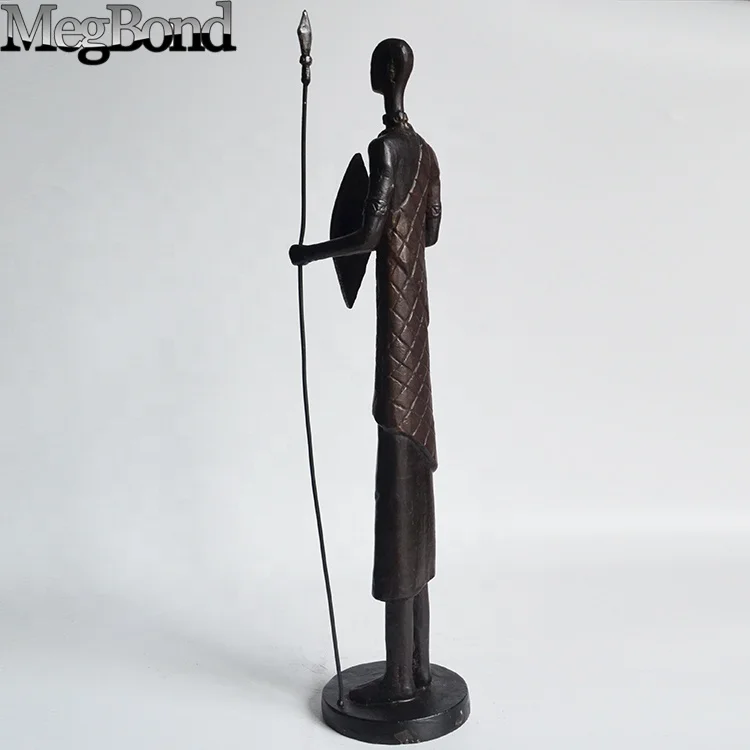 Casting iron metal Primitive African Soldier handicraft figurine for ornaments, Abstract cast iron  Sculpture
