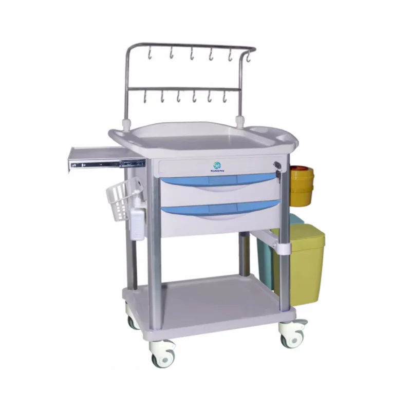 Nursing Emergency steel hospital medical trolley with brake with disposable lock