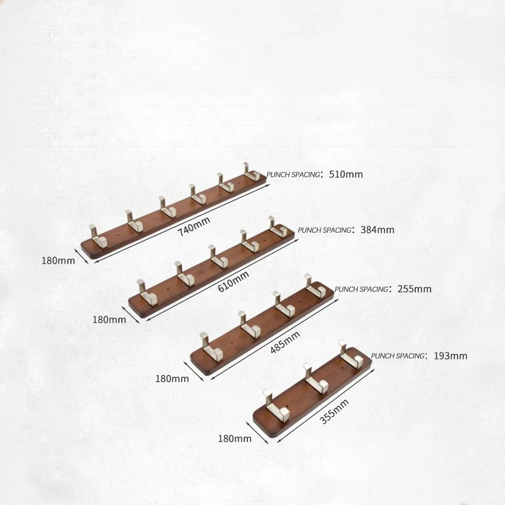 Bamboo 5 Hooks Wall Mounted Coat Rack Brown