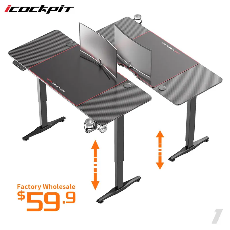 Icockpit Furniture Moveable Office  Wooden Very Cool Ergonomic RGB Gaming Table RGB Gaming Desk Bureau Gamer