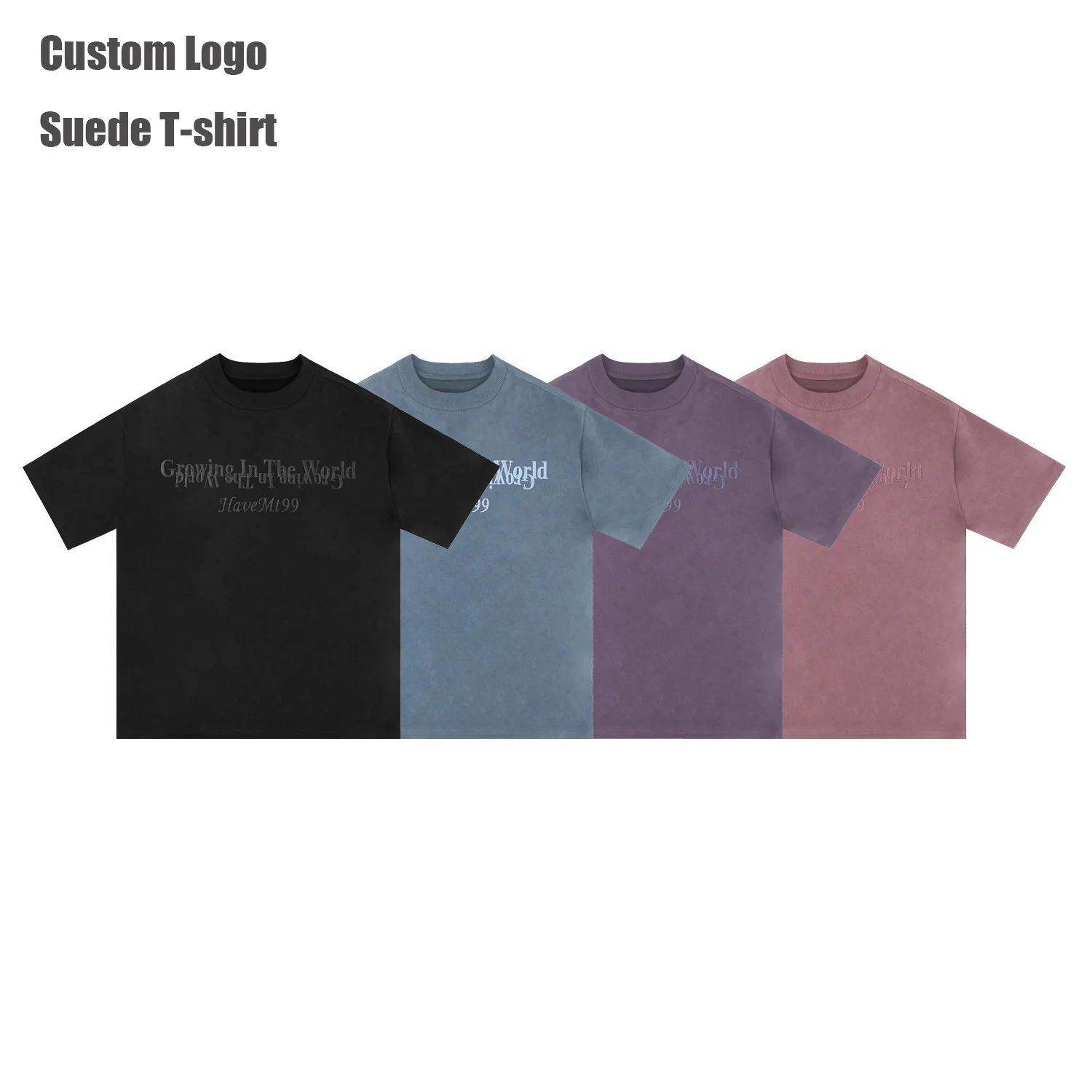 High Quality spring Tshirt Oversized Men  Boxy T Shirts 300gsm  Loose Fit Embroidery  Men Suede T Shirt