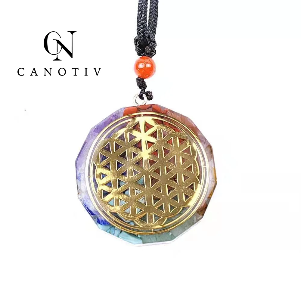Orgonite Pendant Symbol Necklace cakra  Healing Energy crystal Necklace Meditation colored pendant
