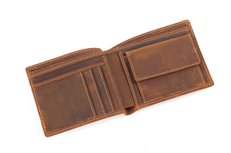 Full Grain Crazy Horse Leather Credit Purse Genuine Original Leather Wholesale Slim RFID Blocking Wallet Card Holder
