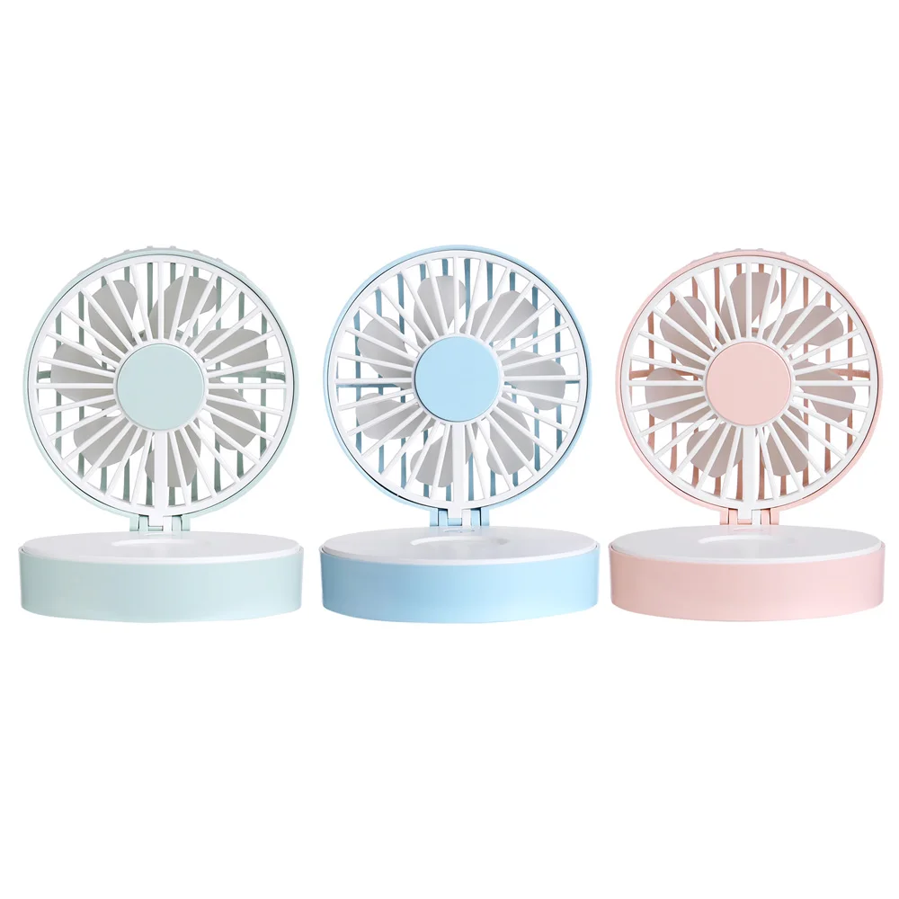 2022 multifunction mini cake creative with makeup mirror ABS Low noise Desktop mute USB rechargeable handheld handy portable fan