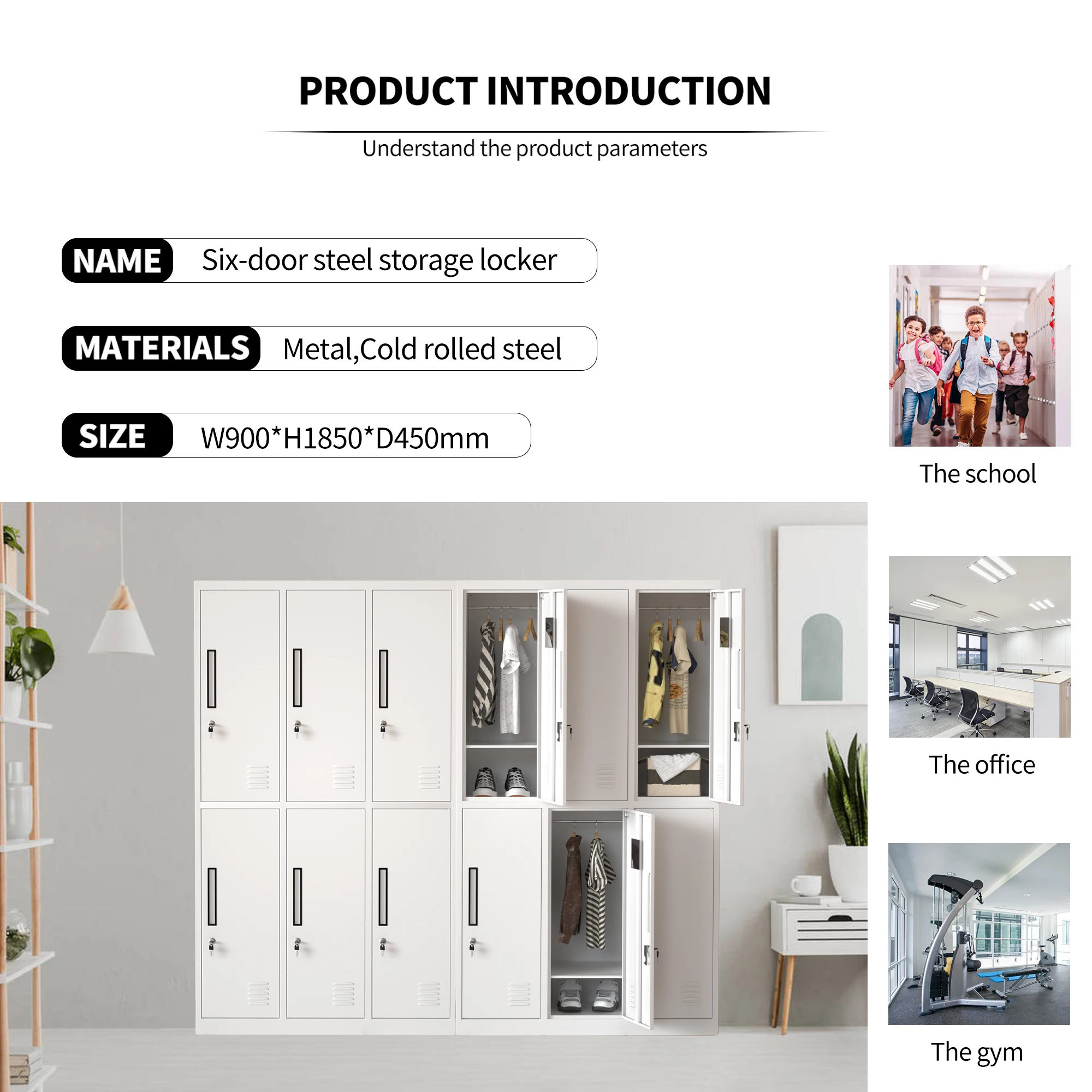 6 Door Employee Lockers for Office Staff Clothes Steel Cabinet Metal Storage Locker for Commercial