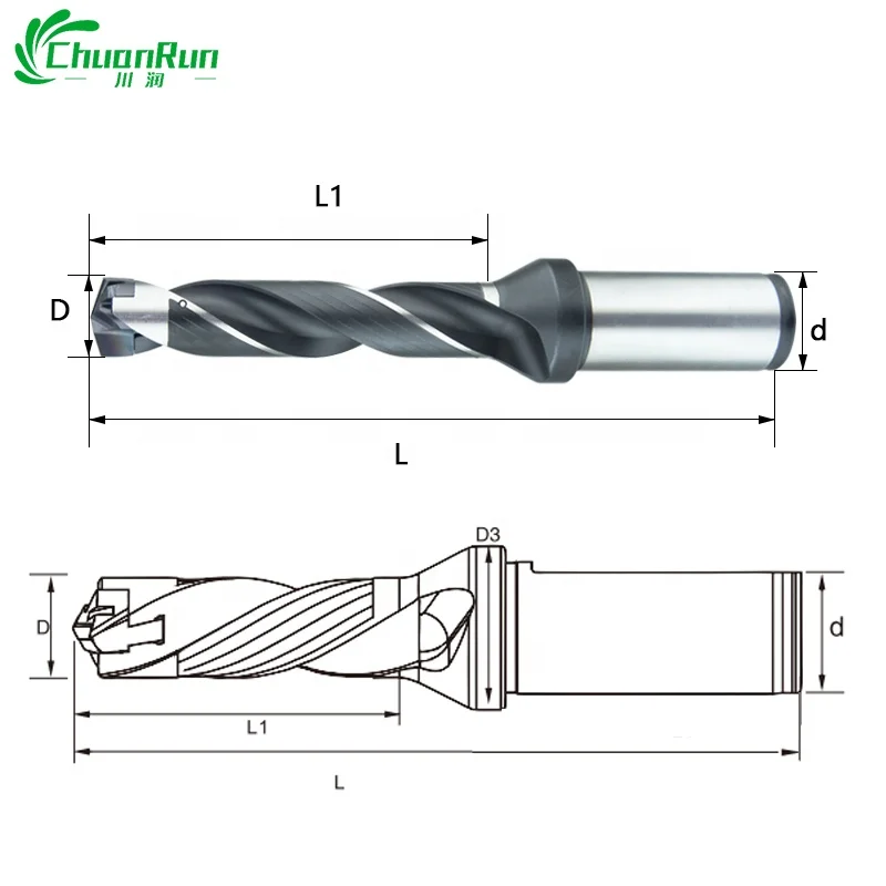 Chuanrun crown дрель самоблокирующийся ICD Расширенный U Сменное лезвие 3D5D8D10D12D extra long