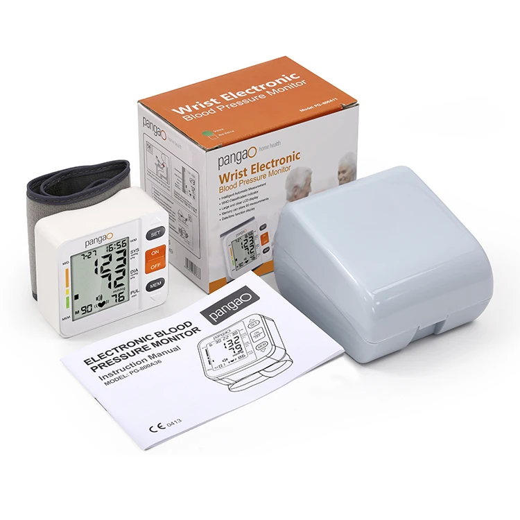 Pangao hot sale small portable automatic digital voice wrist cuff blood pressure monitor set