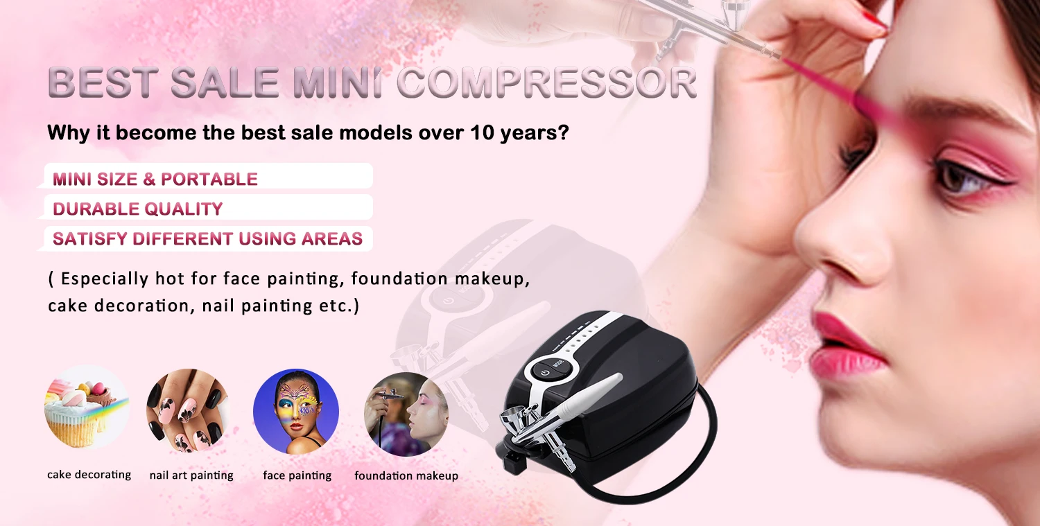 Лидер продаж, 5 скоростей, простой гравитационный подающий мини-компрессор, аэрограф для торта, набор аэрографов в цветах