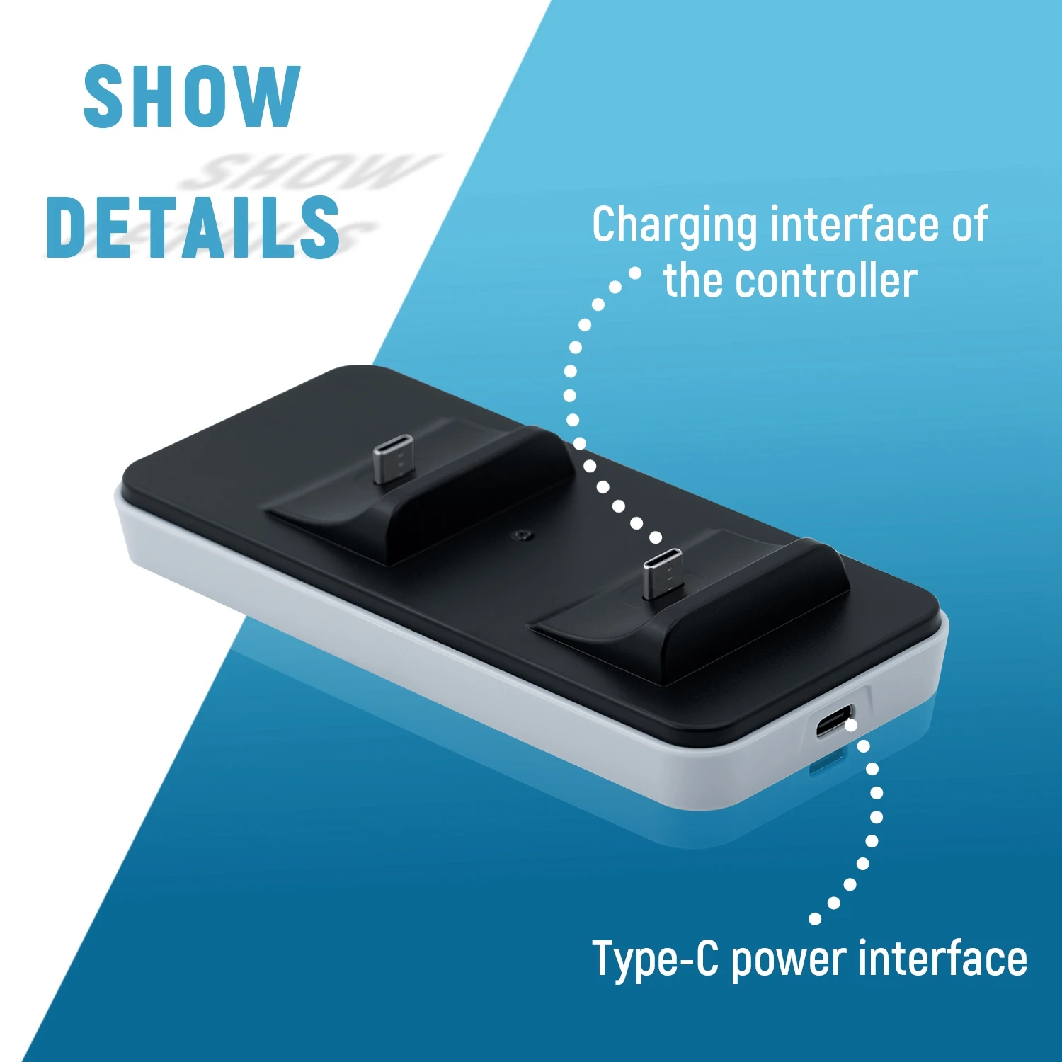 Portable Wireless Game Charging Dock For PS5 Ps4 Ps3 Controller Charging Base For PS5 Gamepad Type-C Dual Station Charger