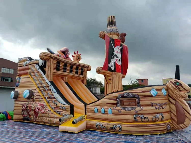 commercial inflatable bouncy pirate ship jumping castle house with slide for sale