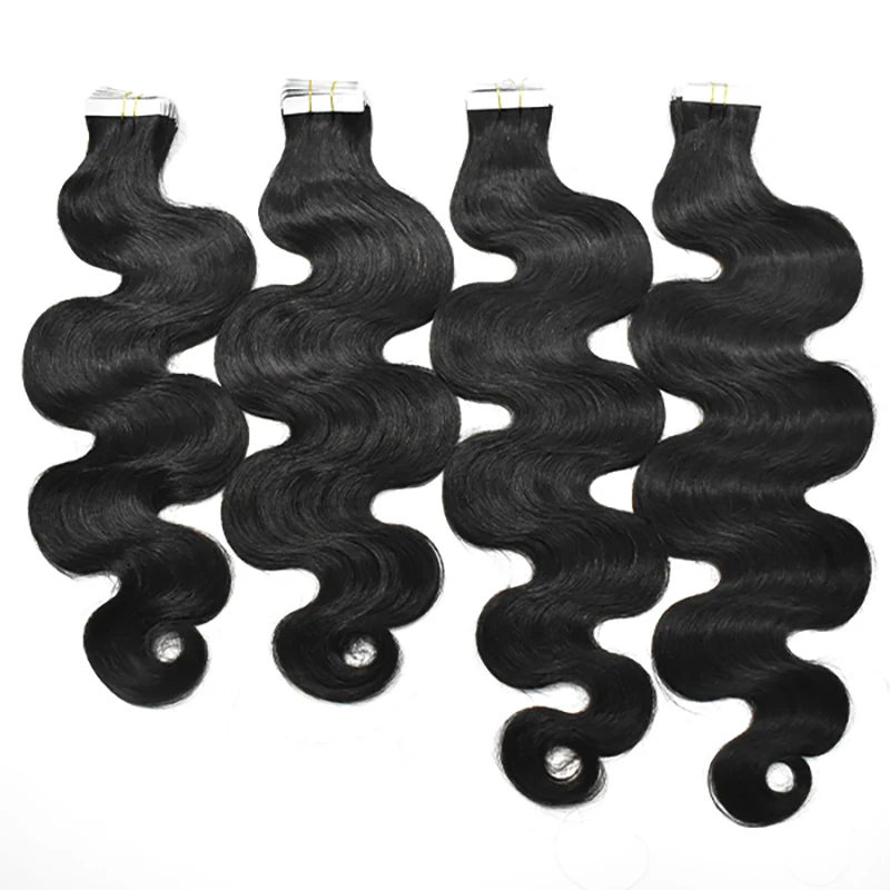 Body Wave Indian Raw Human Hair Straight Tap In 100 Tape In Human Hair Extension