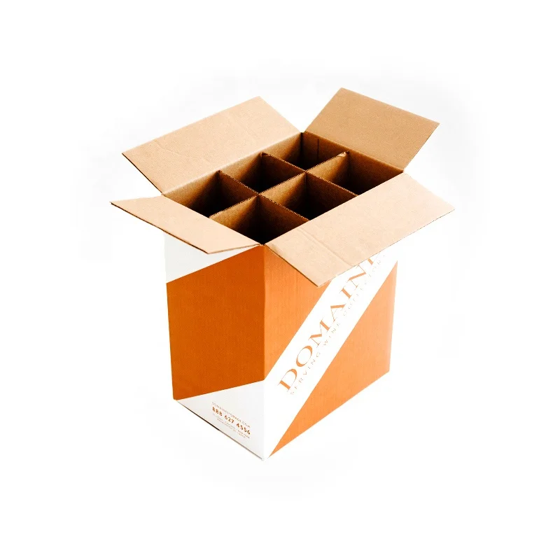 Recycle paper corrugated 6 bottle wine box wine packaging boxes wine boxes packing