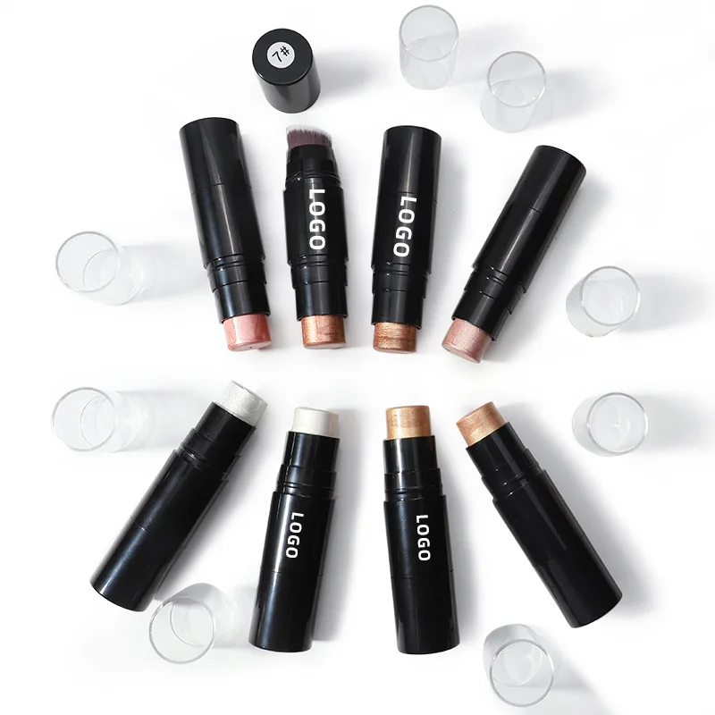 Private Label Waterproof Cream Pigment Shimmer Makeup Highlighter Stick With Brush