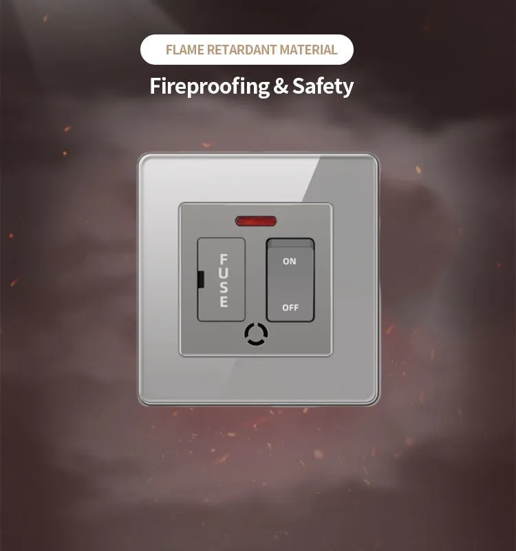 Ksmt UK 86 Standard wall fused switch Tempered Glass panel 13a wall switch wall switch with fuse