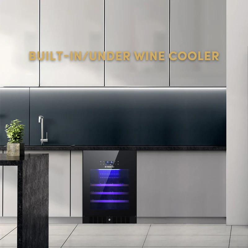 Vinopro OEM Household 135L 46Bottles Wire Shelves Compressor Refrigerator Multi-Function Red Wine Chiller Cellar Cooler