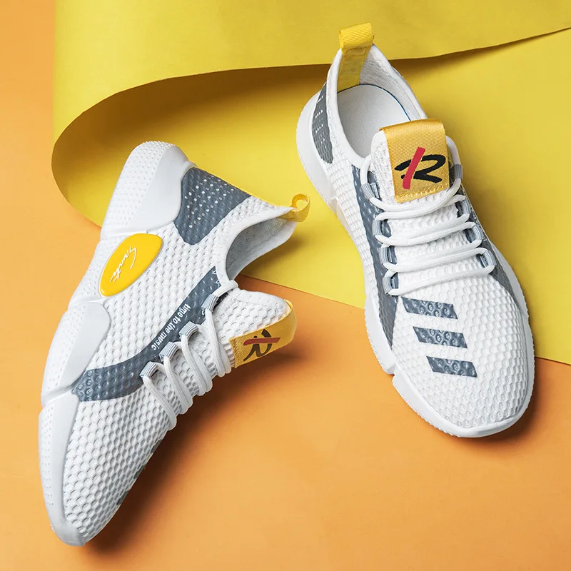 Wholesale high quality men slip on sneakers yellow black white shoes mens high fashion sneakers for men