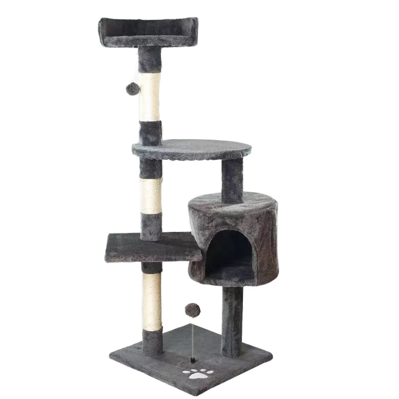 Sisal Material Cat Furniture Wood Tower Cardboard Pet Cat Tree House and Toy