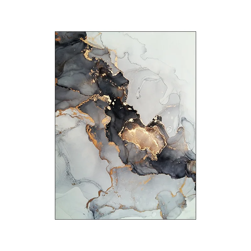 Modern Abstract Black Gold Marble Painting Fine Art Canvas Prints Pictures For Living Room Luxury Wall Art Decor